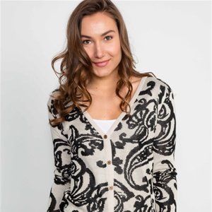 Ivory Paisley Button Down Cardigan